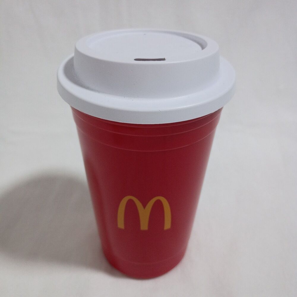 Vintage McDonald’s Plastic Insulated Coffee Mug w/ Lid 6.5" Garyline Made in USA